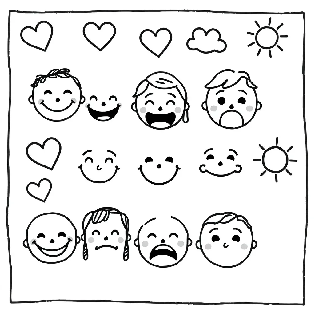 Happy and sad emotion faces