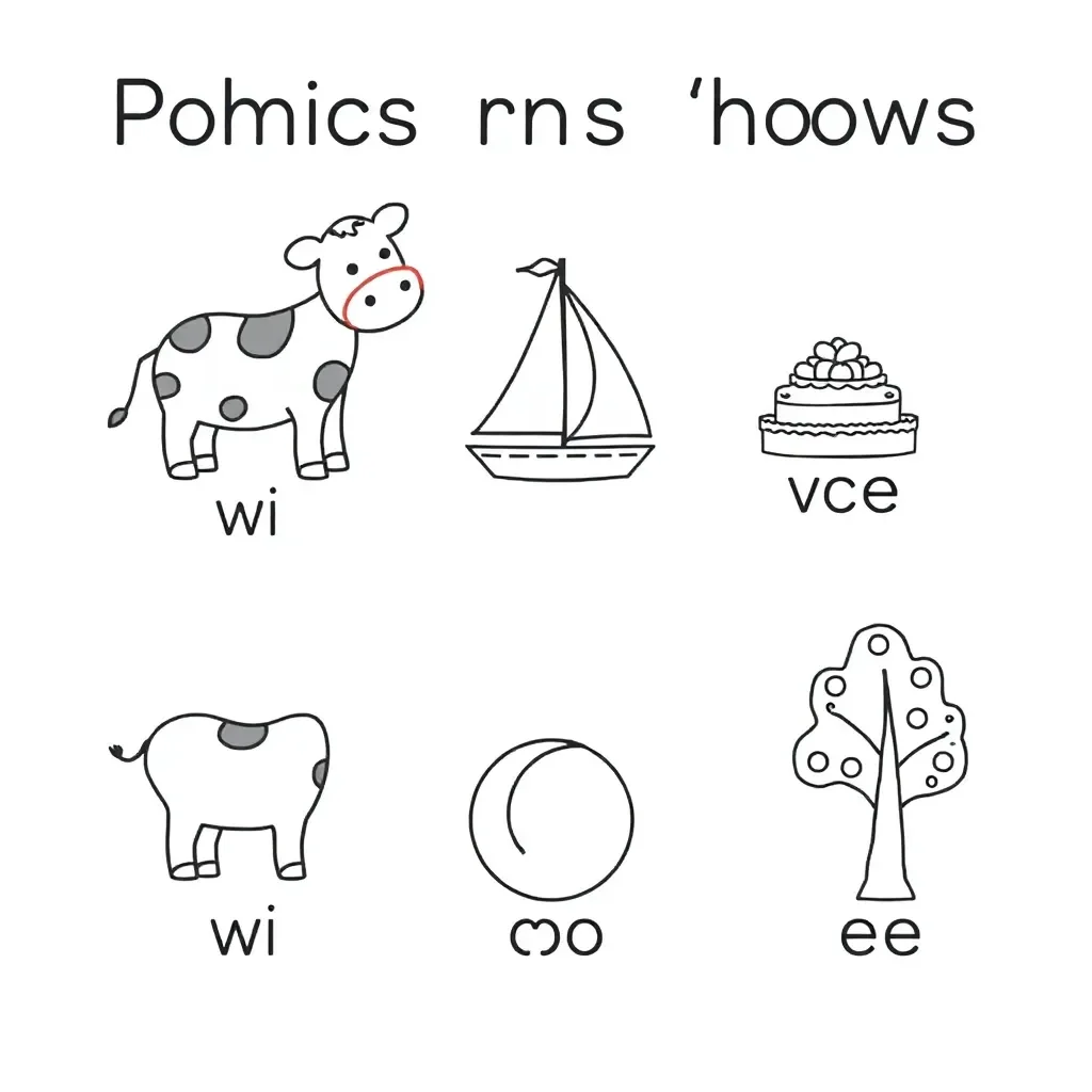 Children reading books with phonics sounds