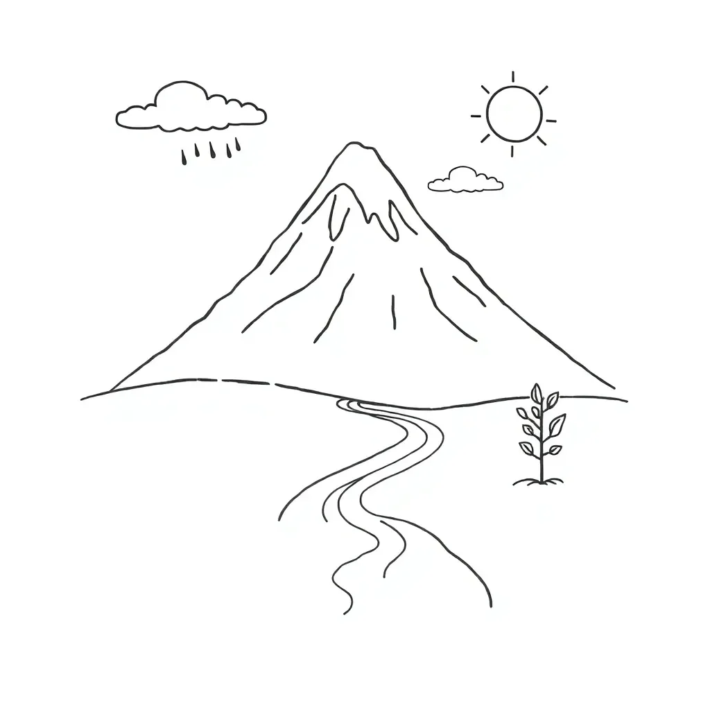 Water cycle diagram illustration