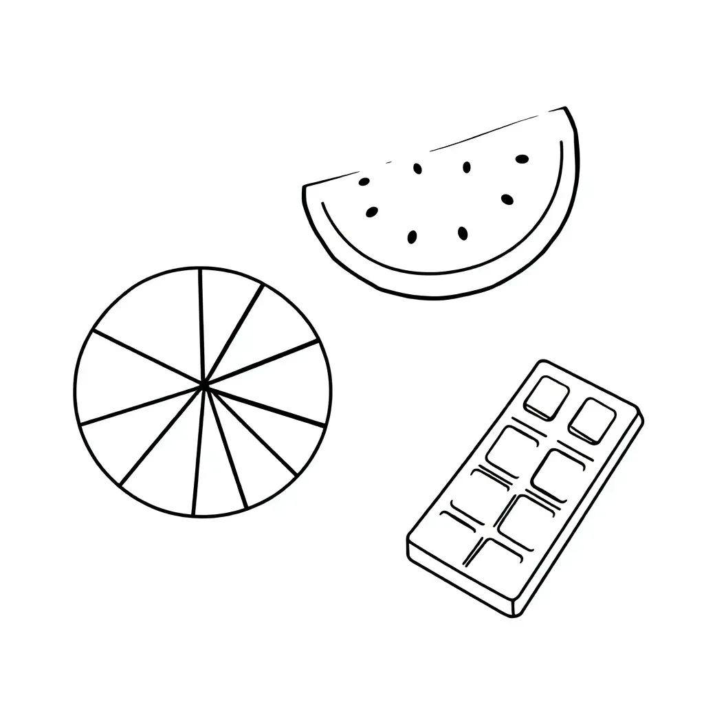 Fraction circles and bars illustration
