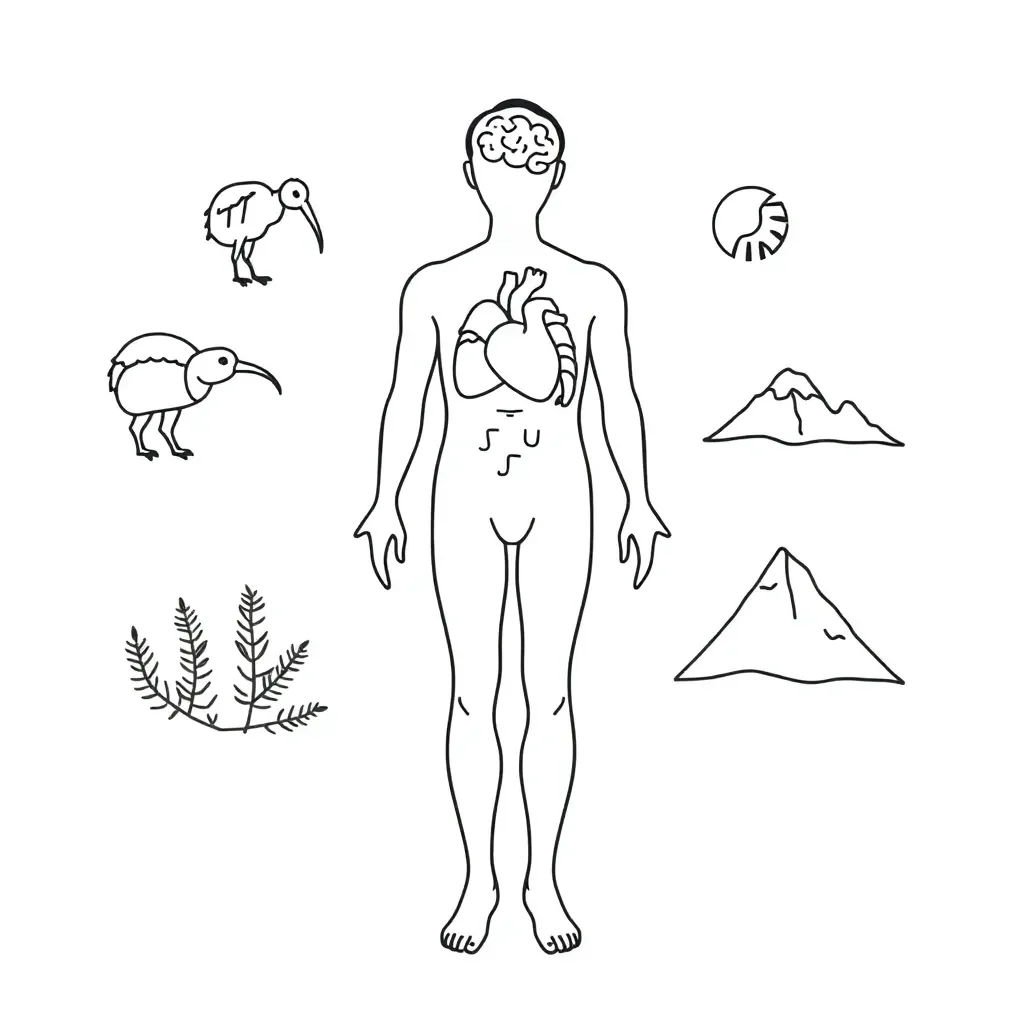 Body systems diagram showing skeletal, muscular and cardiovascular systems