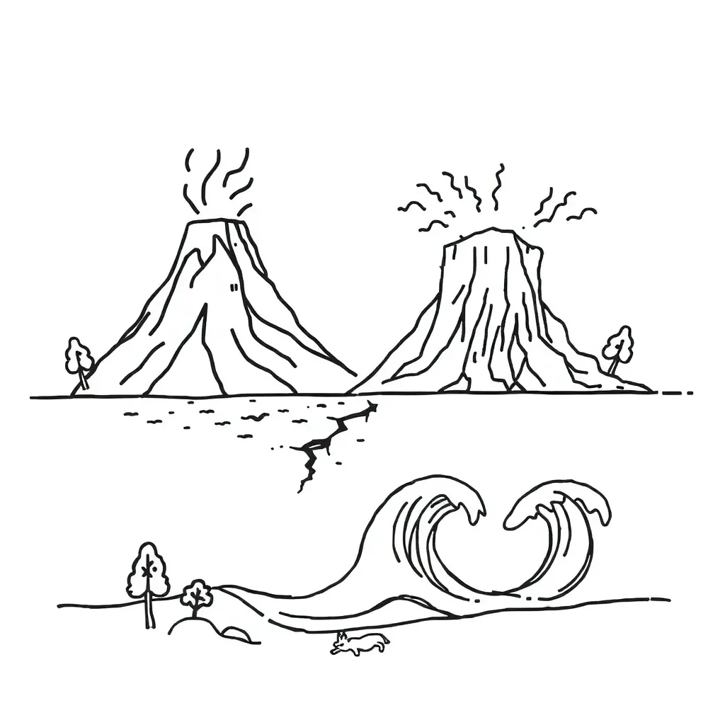 Earthquake and volcano illustration