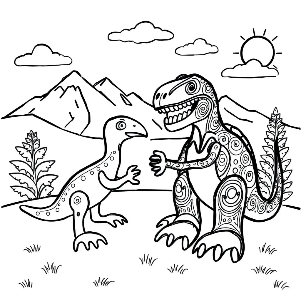 Triceratops and T-Rex illustration