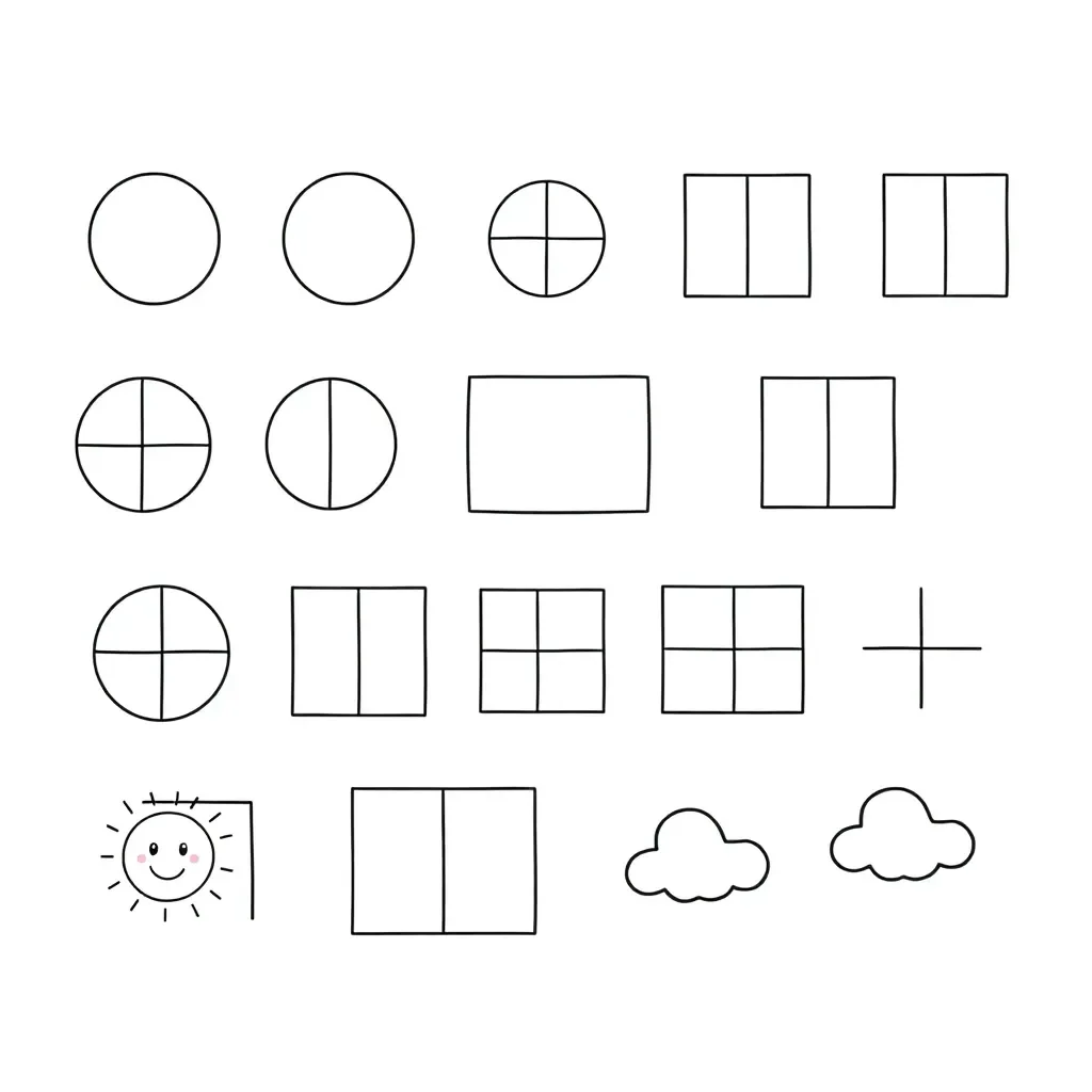 Folding fractions illustration