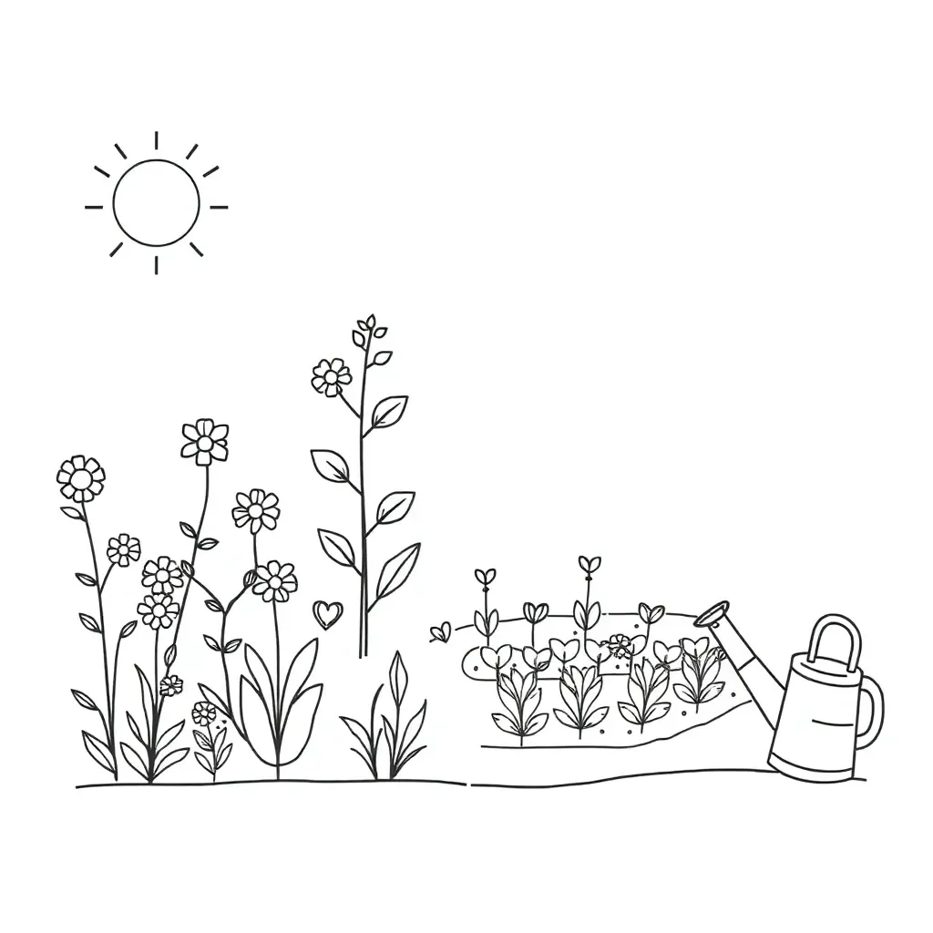 Colorful plants and flowers illustration