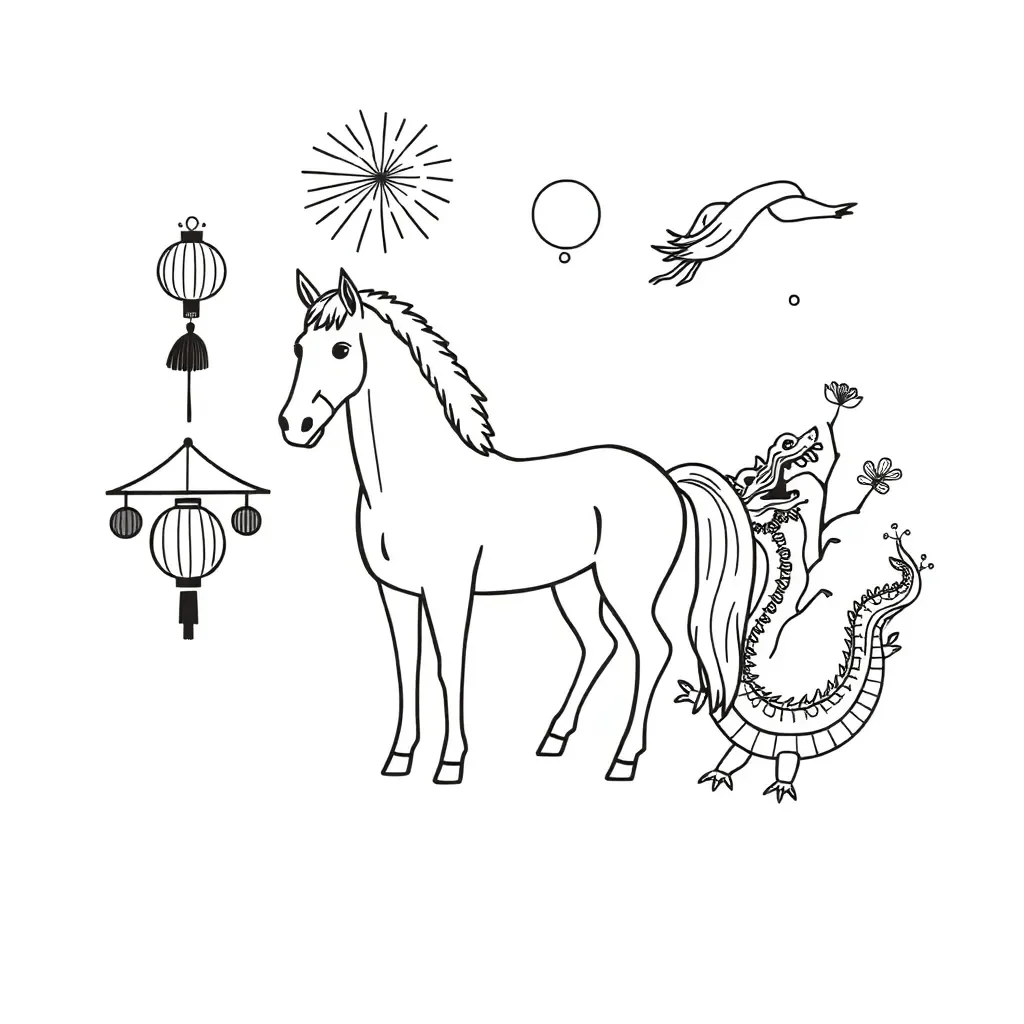 Chinese New Year horse illustration