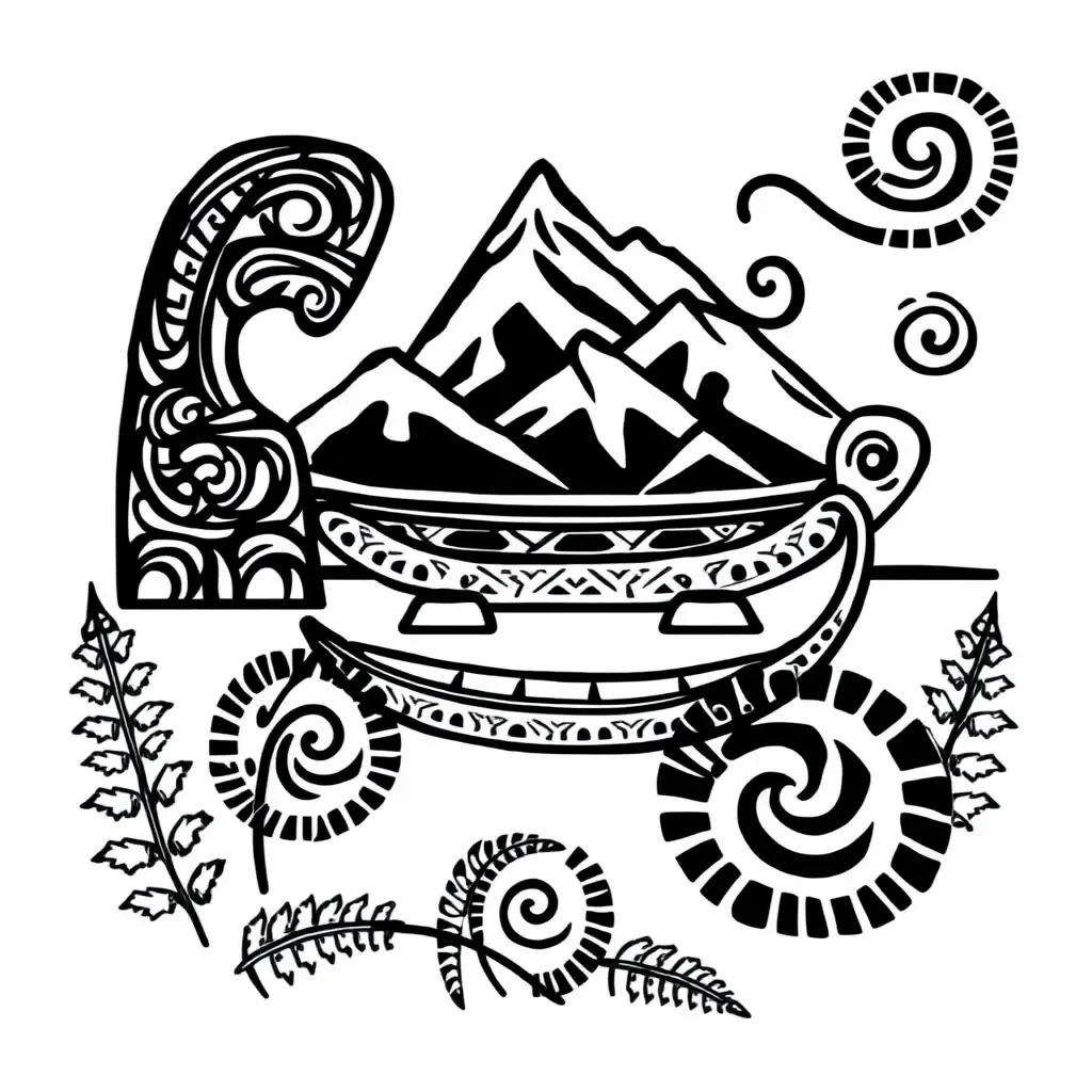 Māori cultural symbols and tikanga illustration