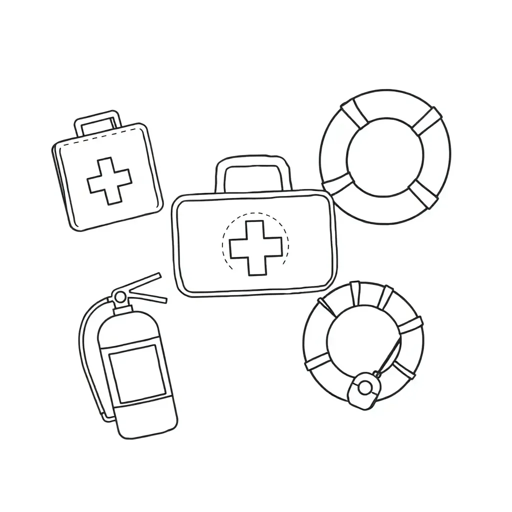 First aid cross and medical supplies