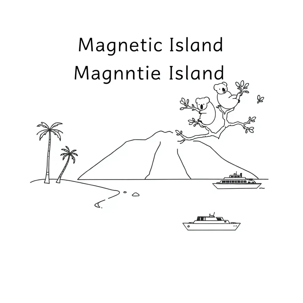 Magnetic Island coastline with koalas