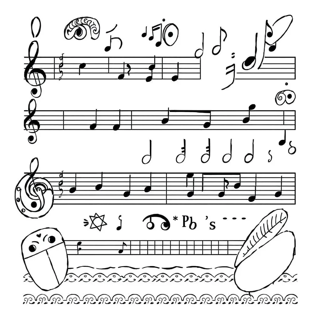 Musical notes and staff illustration