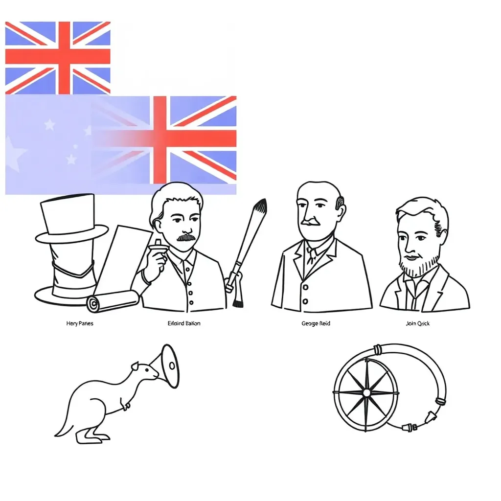 Australian Federation historical figures illustration
