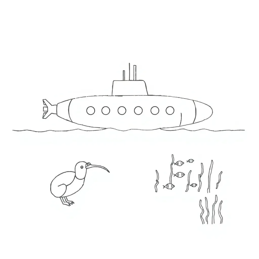 Submarine underwater illustration