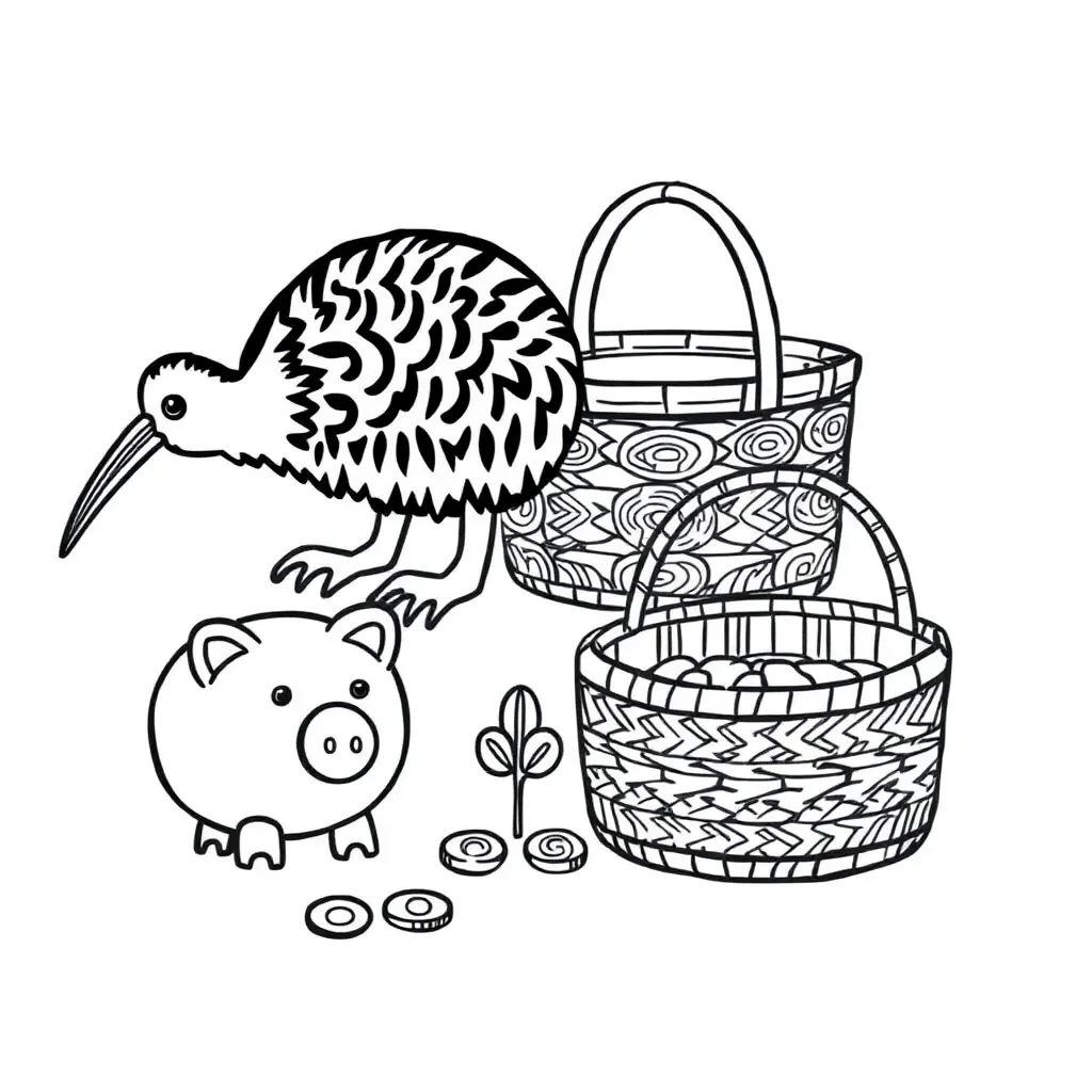 New Zealand money and calculator illustration
