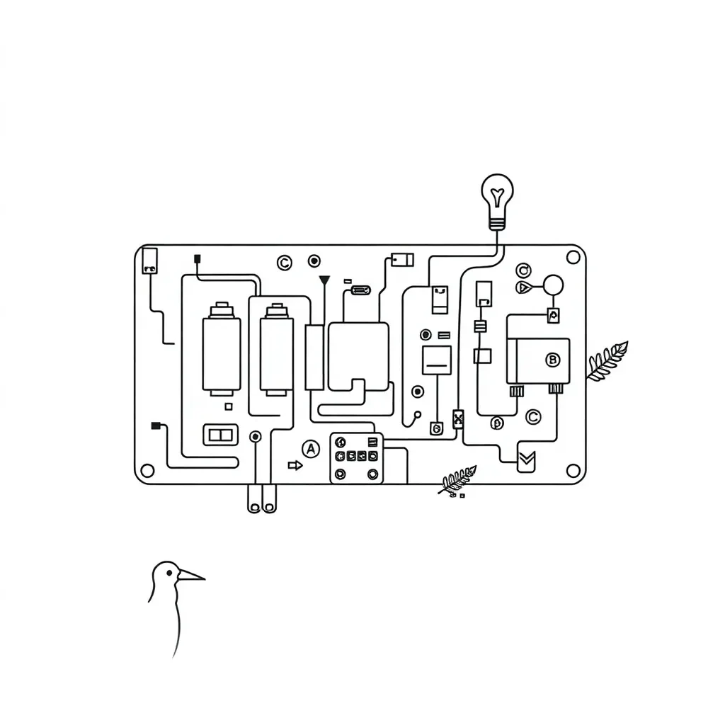 Electrical circuit diagram with battery, bulb and wires