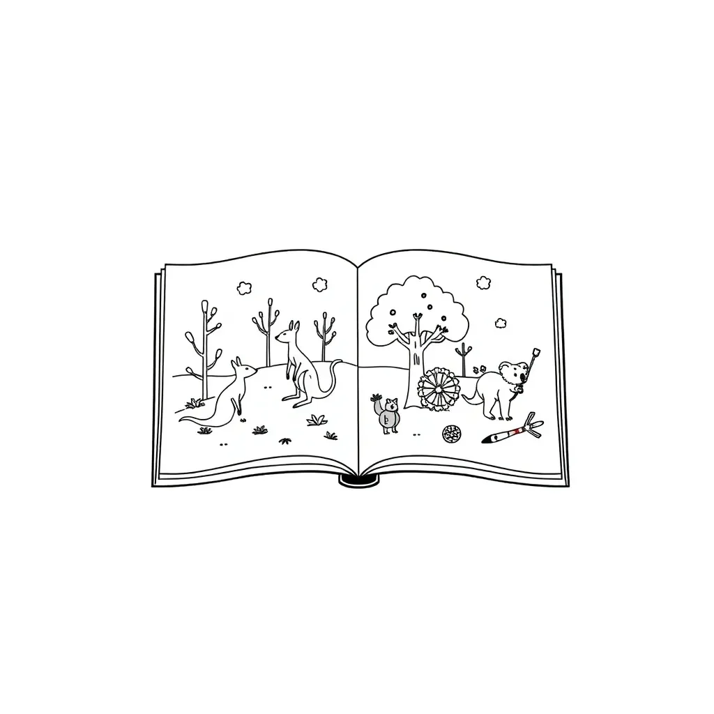 Creative writing illustration with pencil and story book