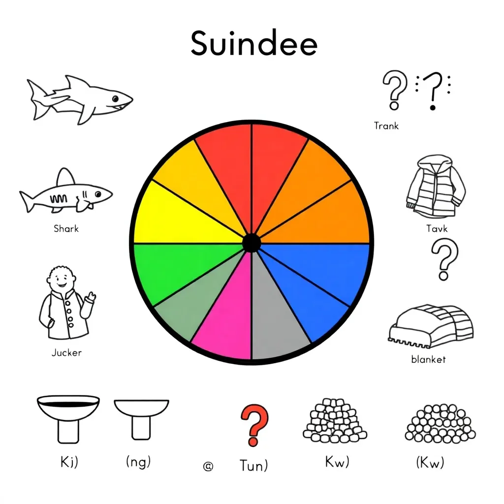 Colorful spinner with spelling words