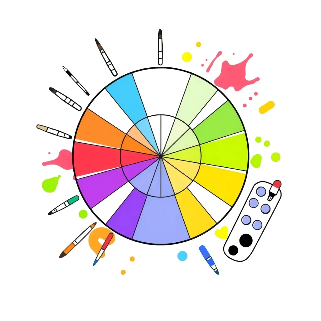 Colourful paint palette with primary colours