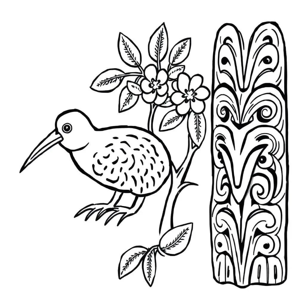 Māori kahu (cloak) illustration