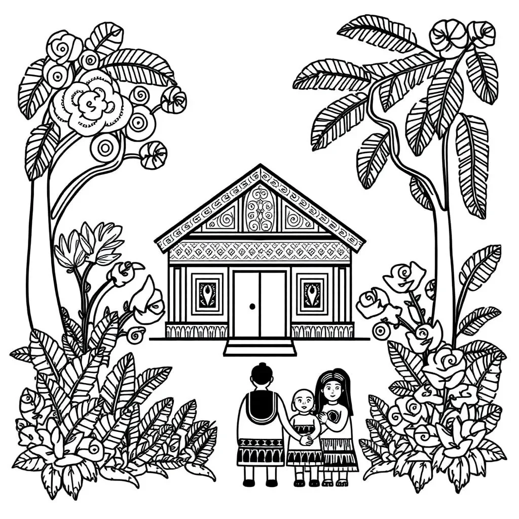 Māori cultural symbols and whakapapa tree