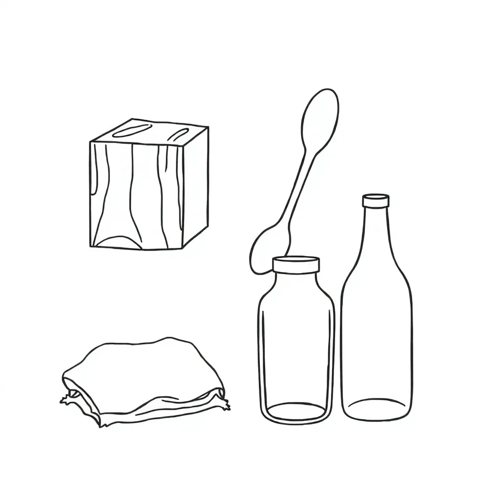 Building materials including bricks, wood, glass and metal