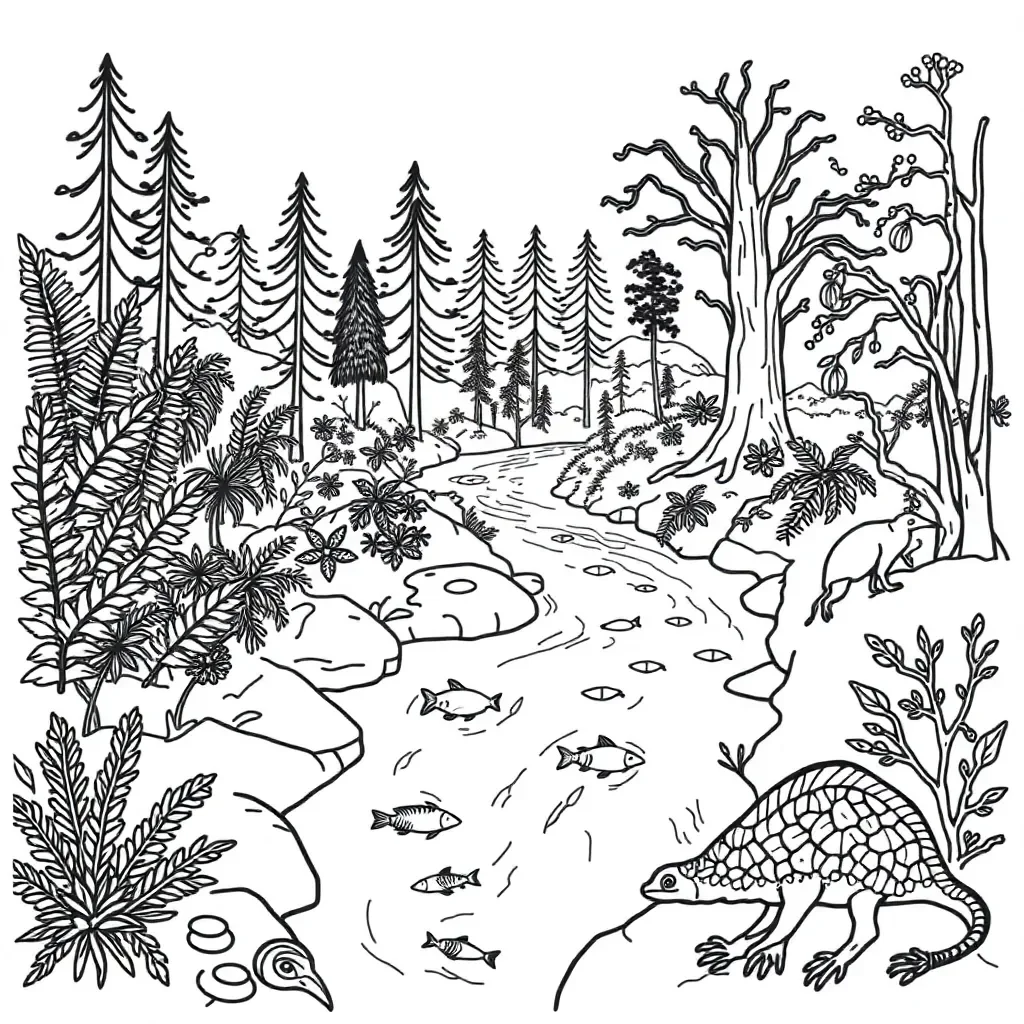 New Zealand forest ecosystem with native birds and plants