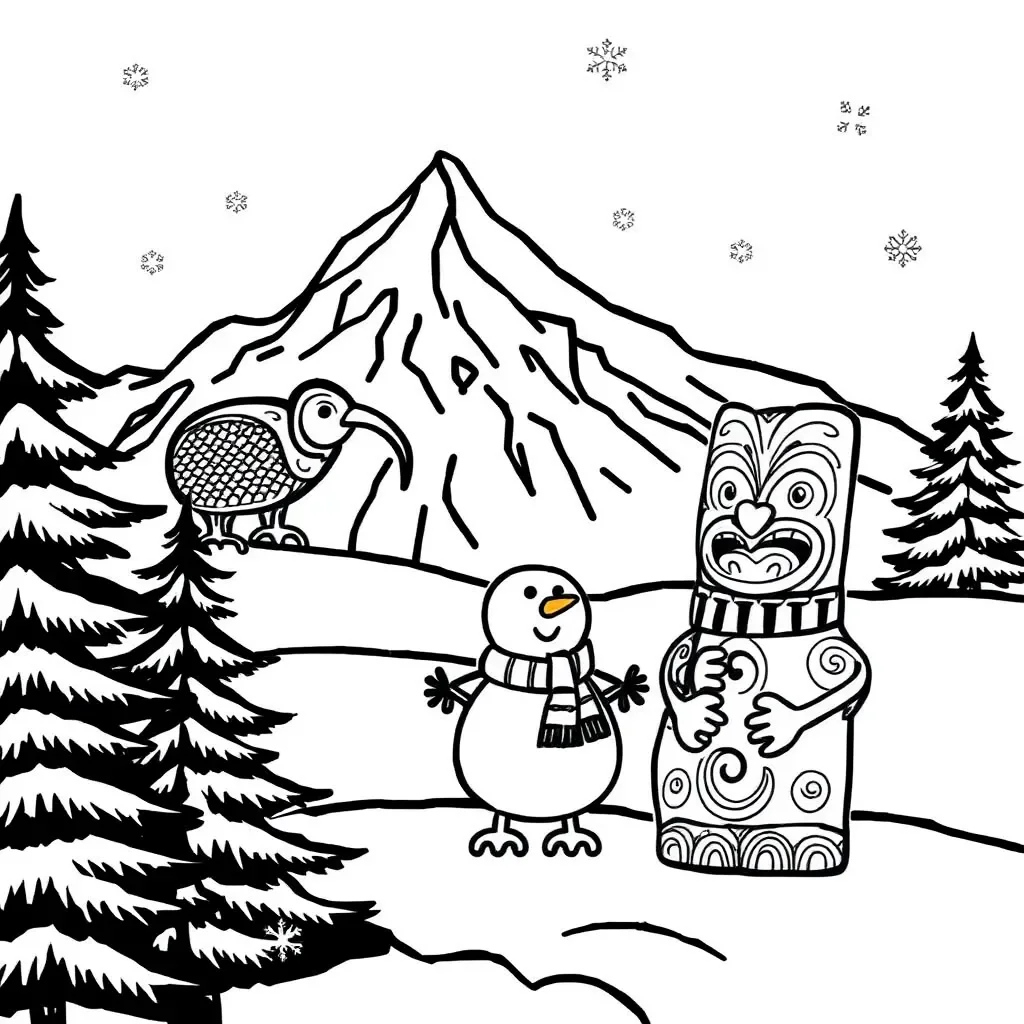 NZ Winter Olympic athletes illustration