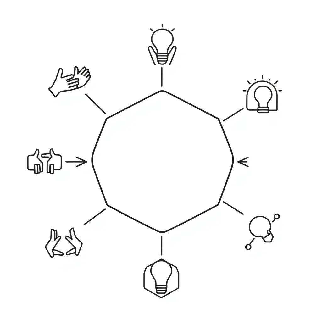 Connected hexagons illustration