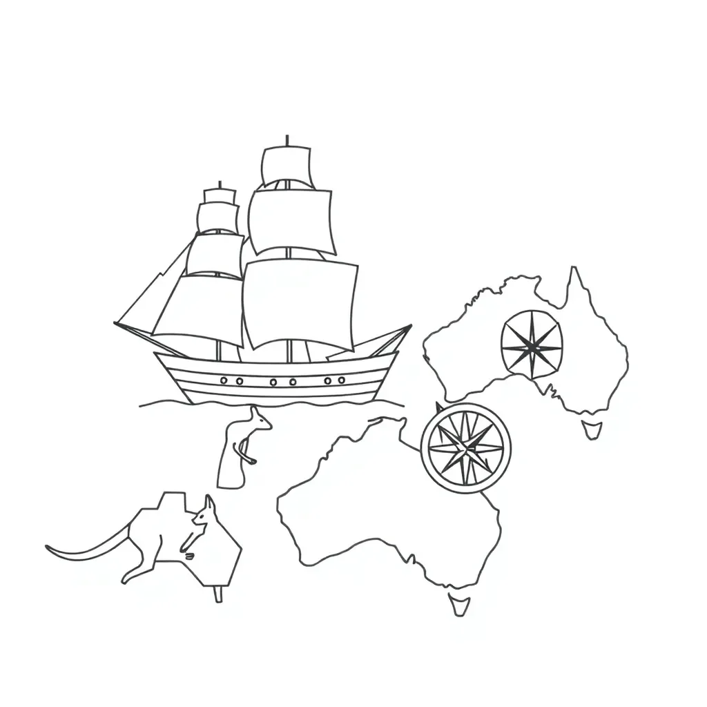 British colonial ships sailing to Australia