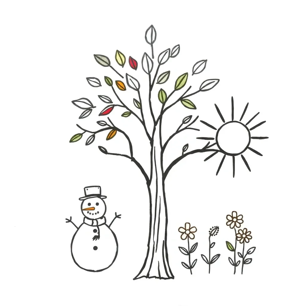 French calendar and seasons illustration
