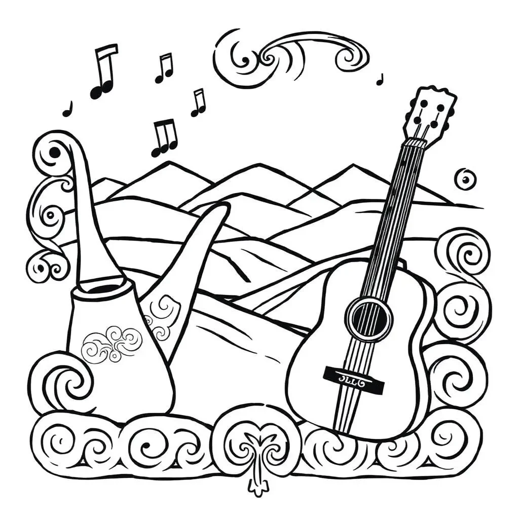 Musical notes and headphones illustration