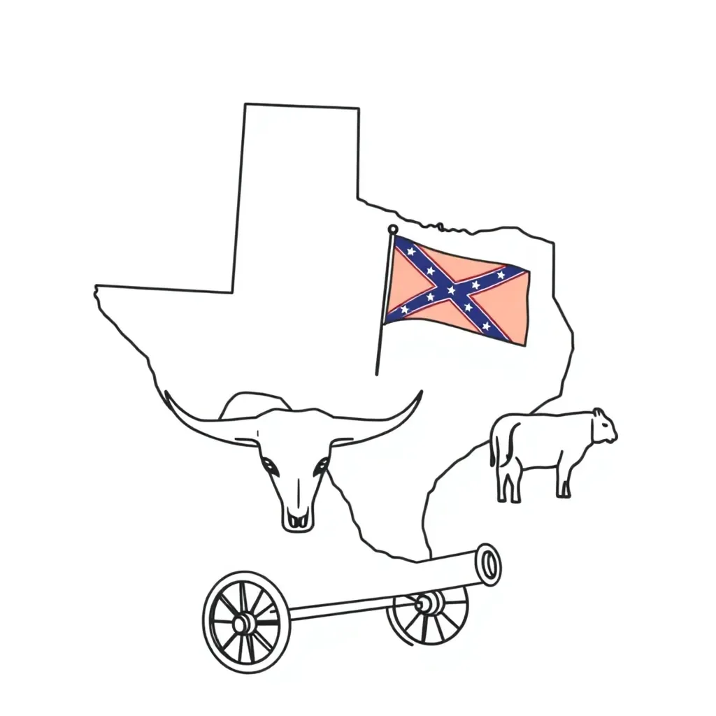Texas flag and Confederate flag illustration