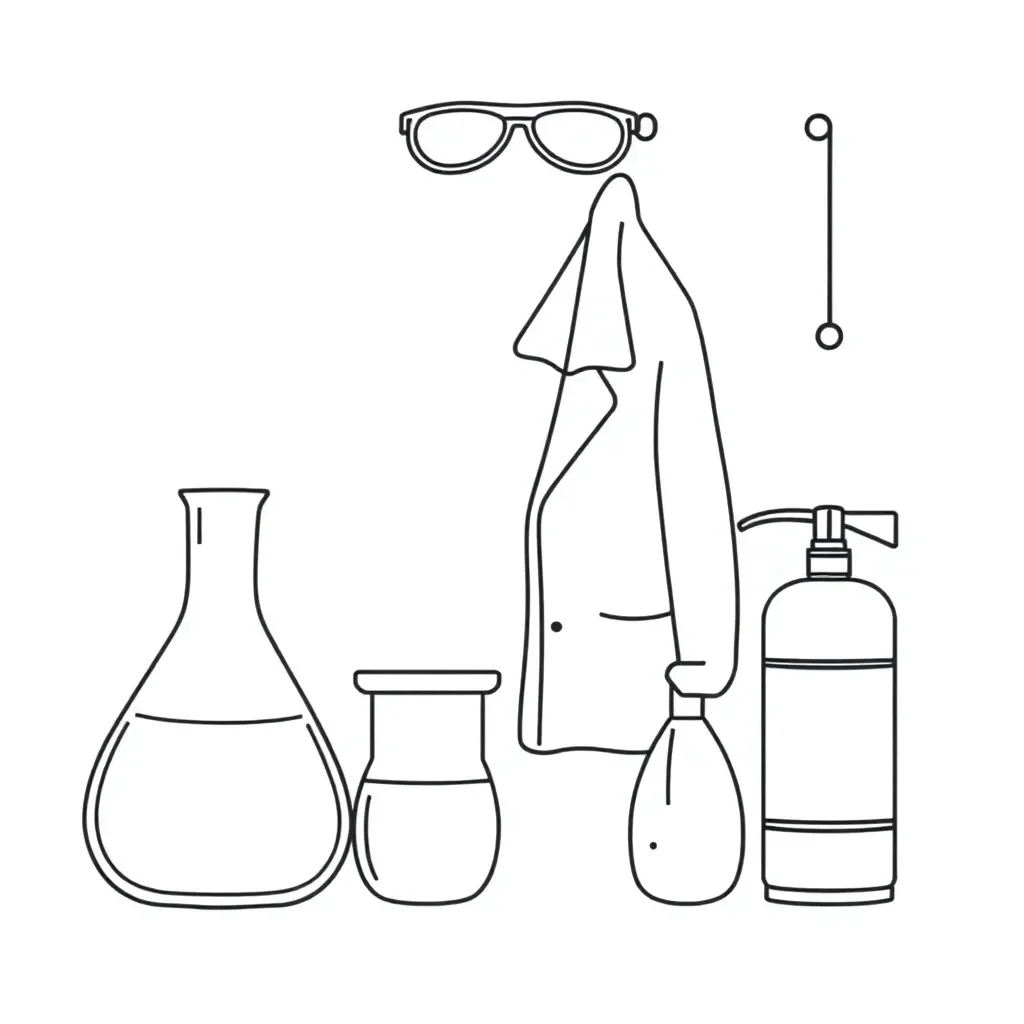 Science lab safety equipment illustration