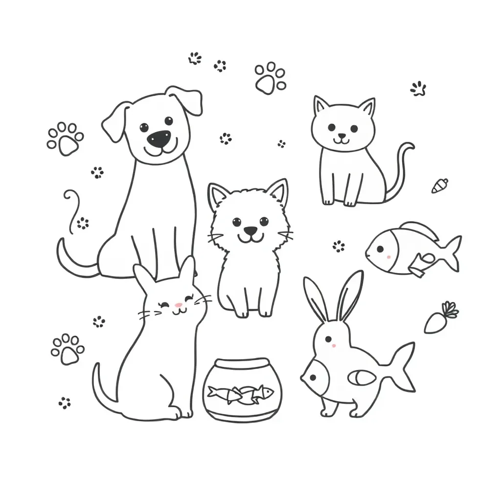 Happy pets illustration