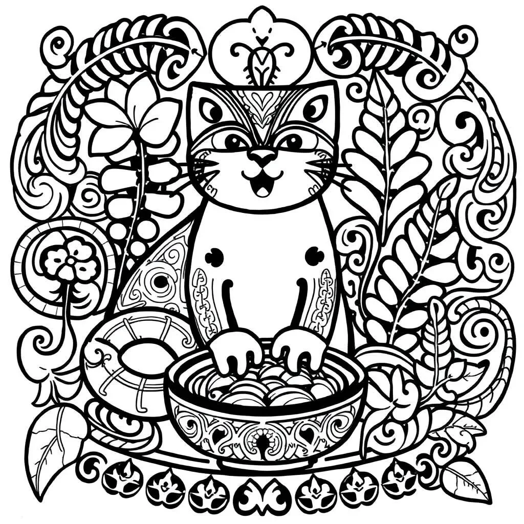 Greedy Cat with food items