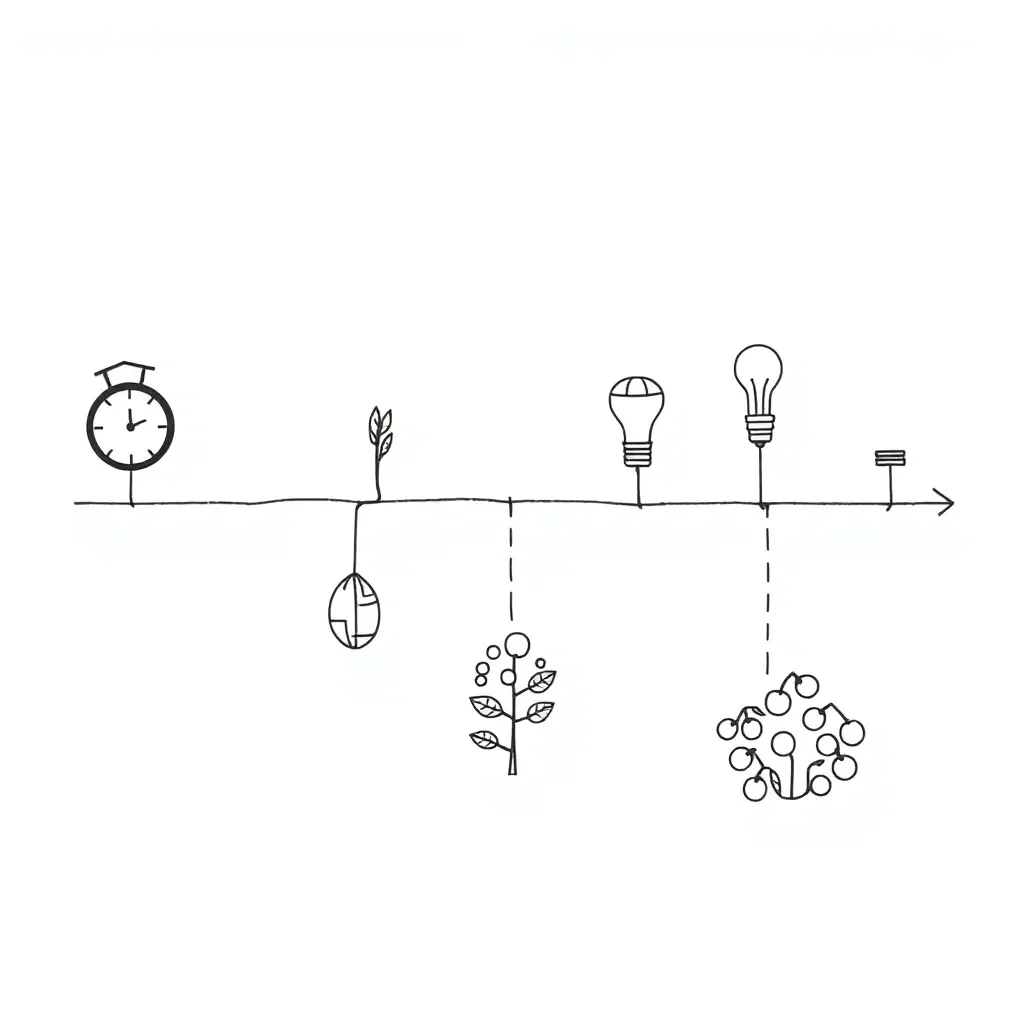 Timeline with arrows showing cause and effect