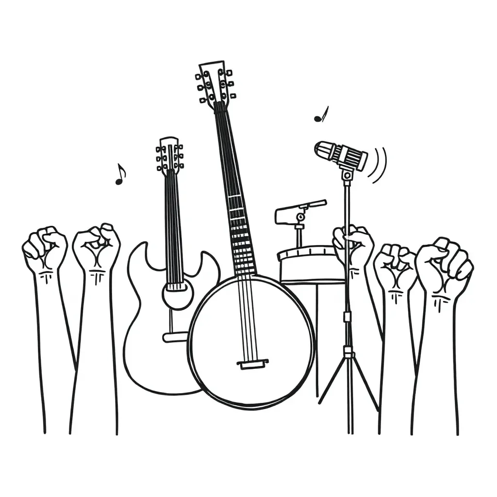Musical notes and poetry illustration
