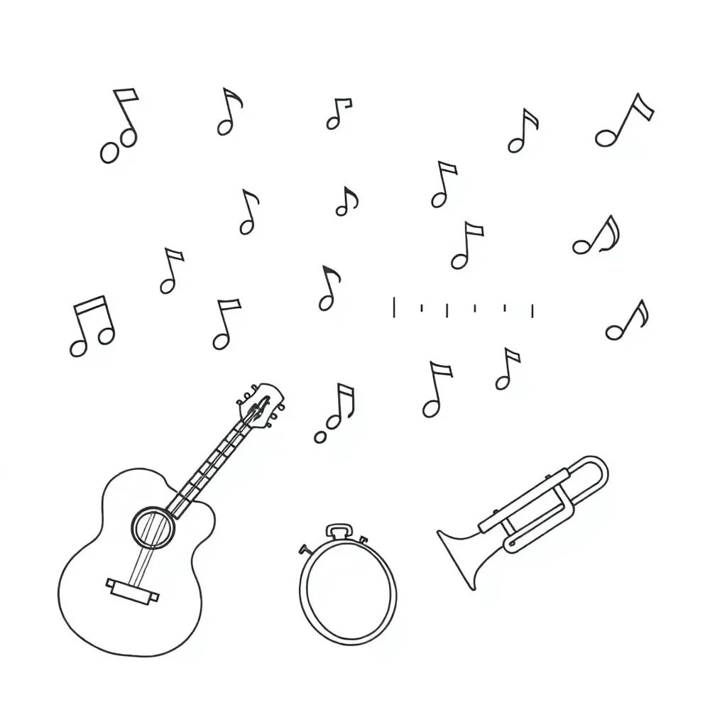 Musical notes and poetry symbols