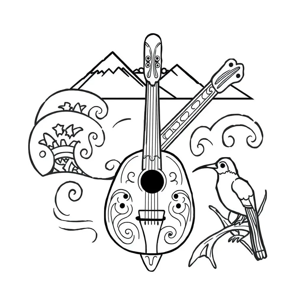 Children singing together with musical notes