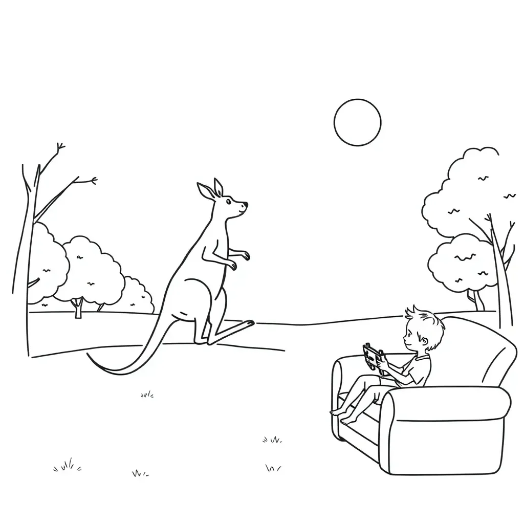 Children playing sports and sitting with devices
