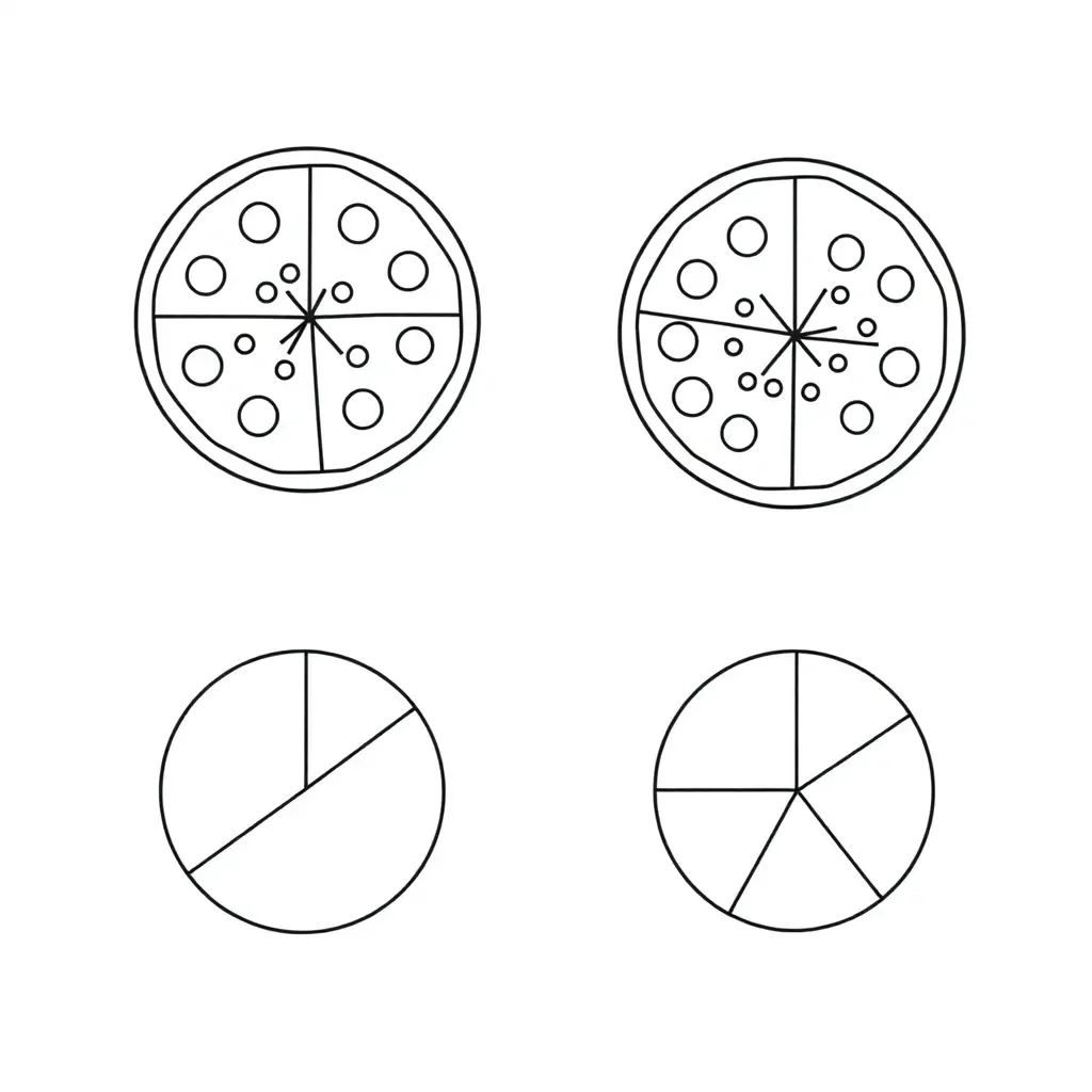 Fraction comparison cards illustration