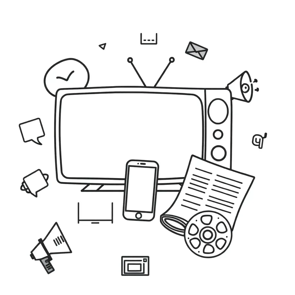 Students analysing media messages on various devices
