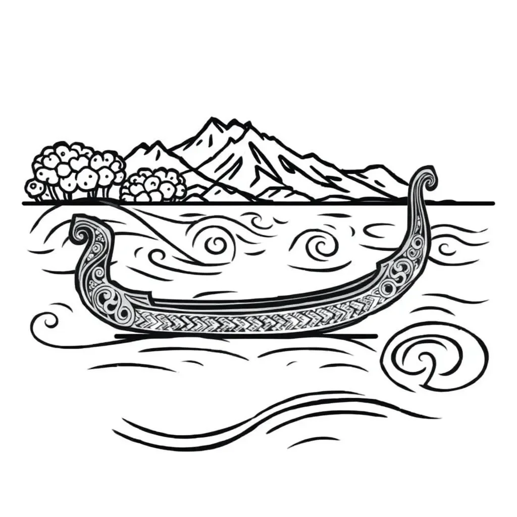 Traditional Māori waka illustration