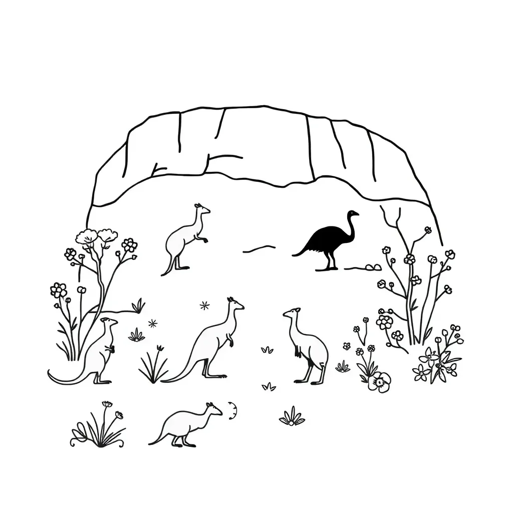 Ancient Australian timeline with Aboriginal cultural symbols