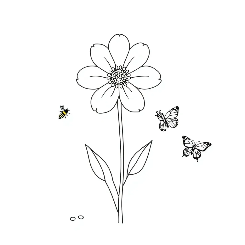 Flower with bee pollinating