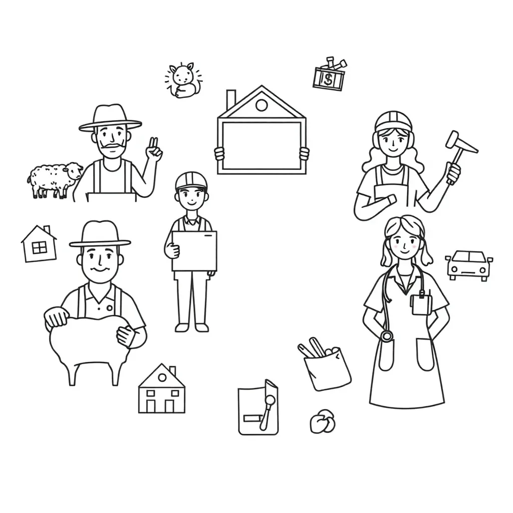 People working different jobs