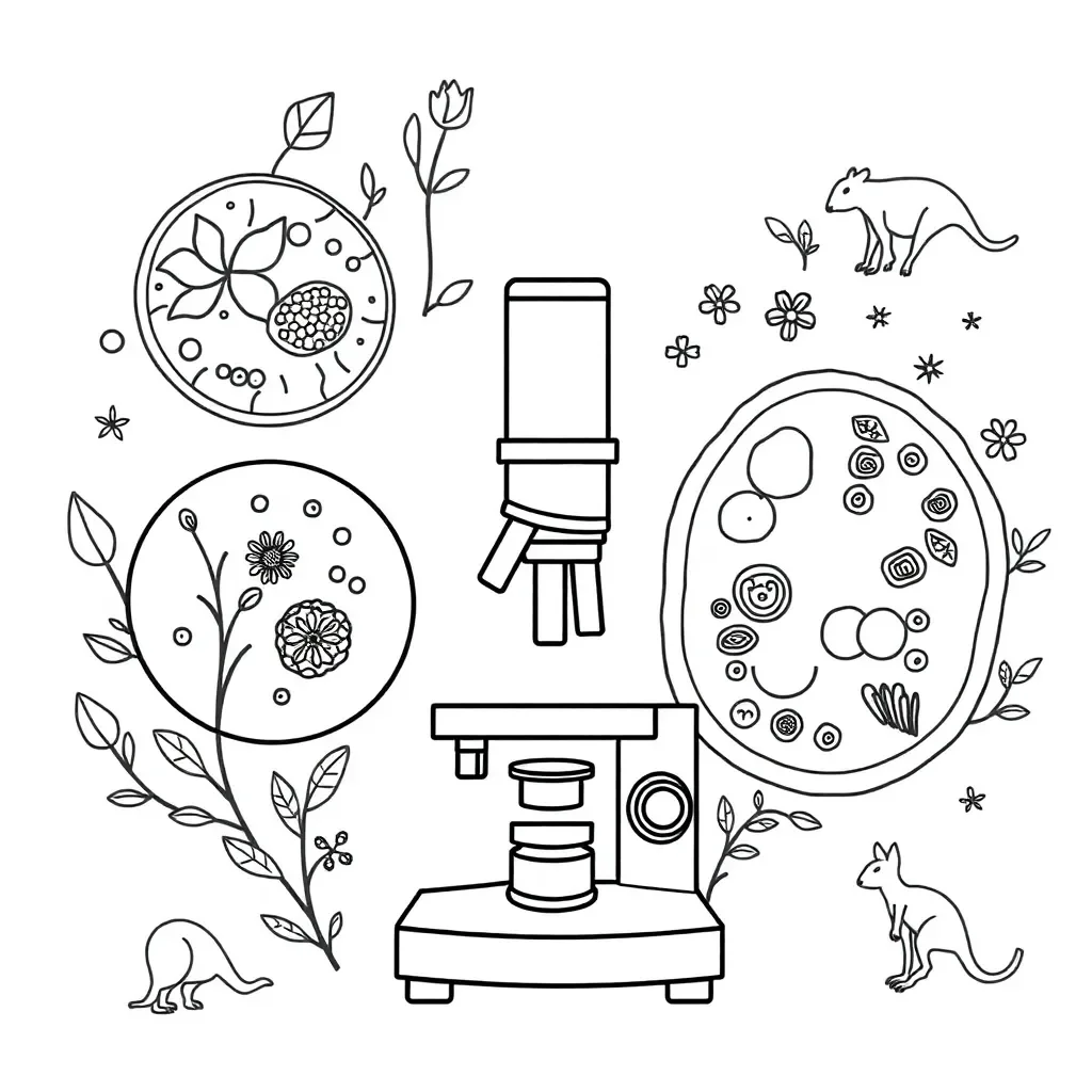 Microscope and cells illustration