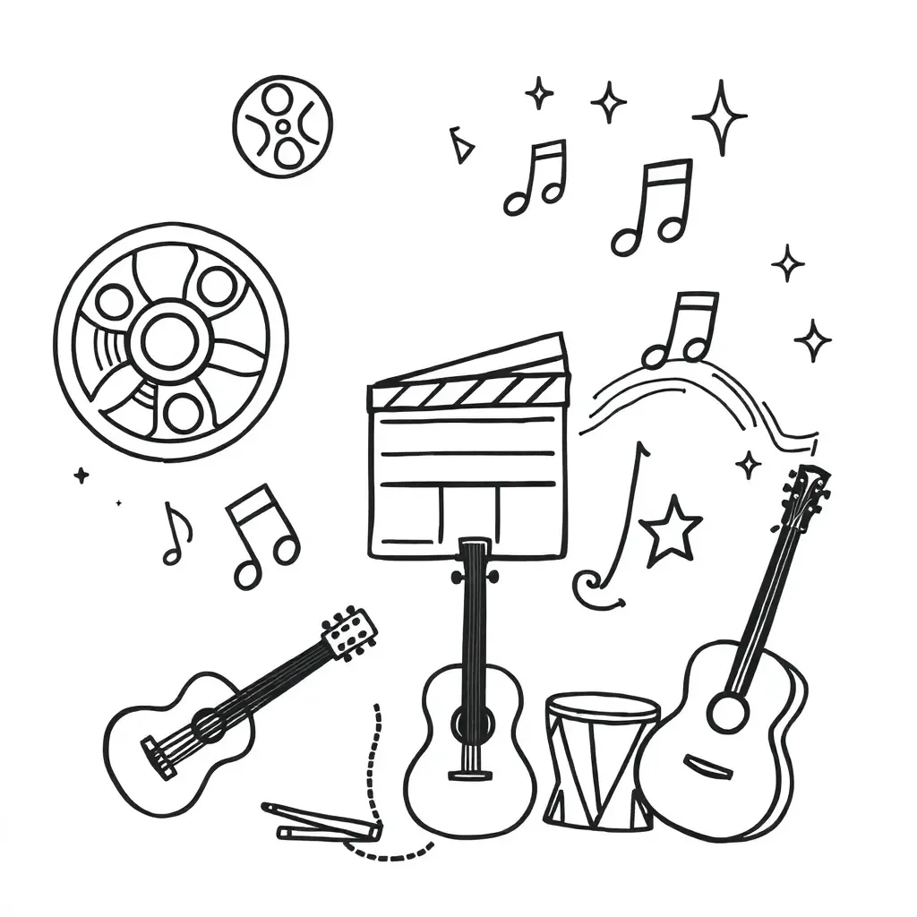 Film reel with musical notes