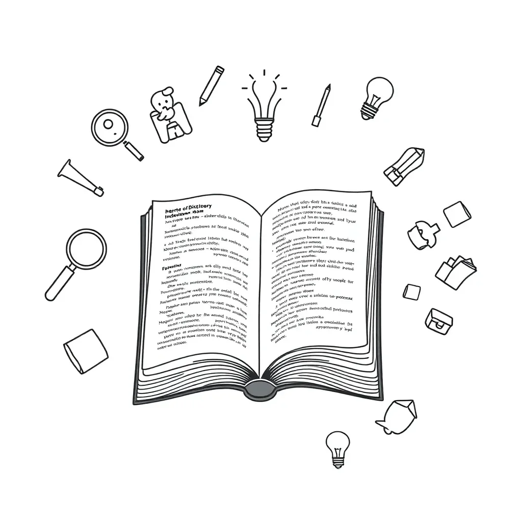 Dictionary and books illustration