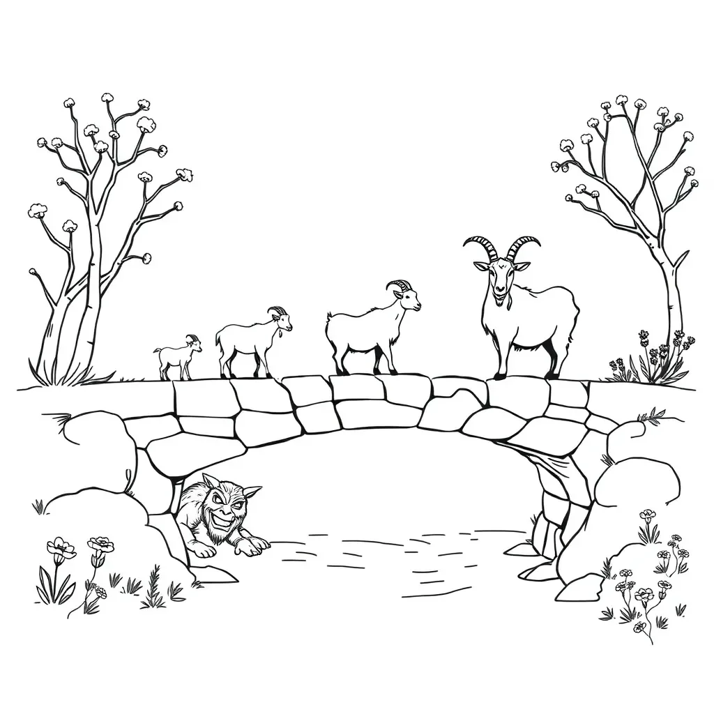Three Billy Goats Gruff illustration