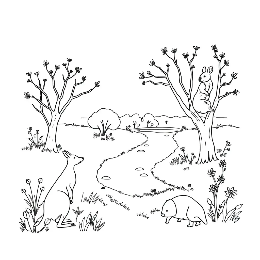 Animals in a forest scene